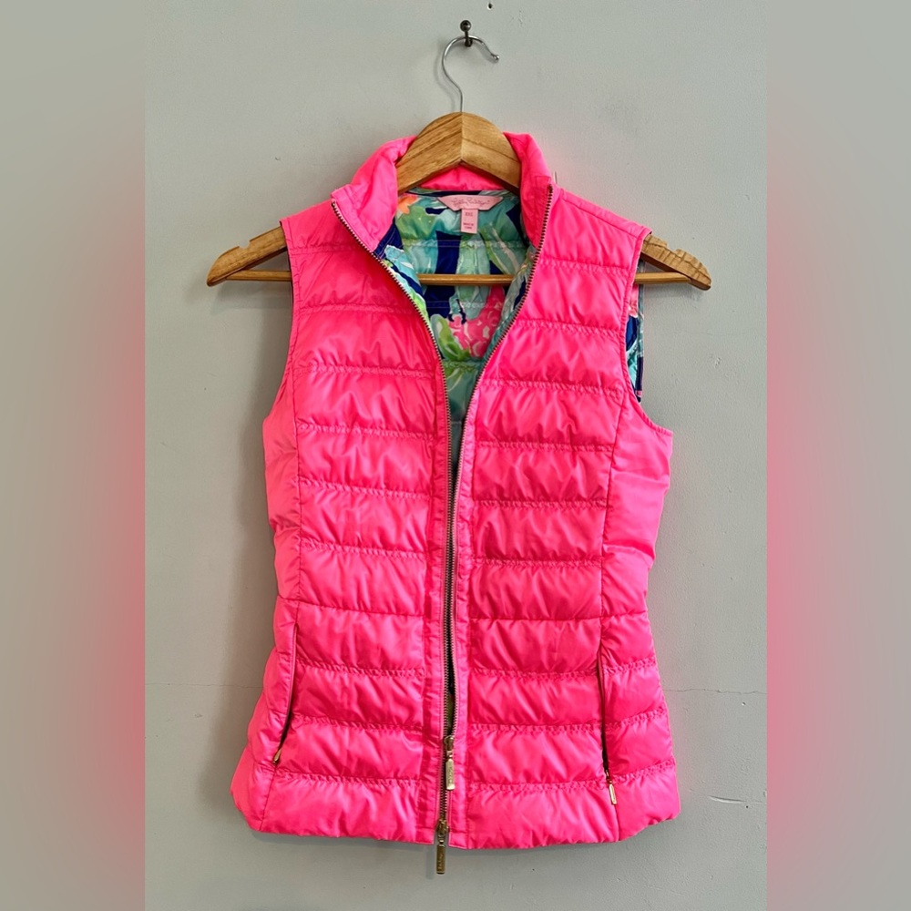 Lilly Pulitzer Elana Down Puffer Vest Sz XXS 🩷 - Picture 2 of 10